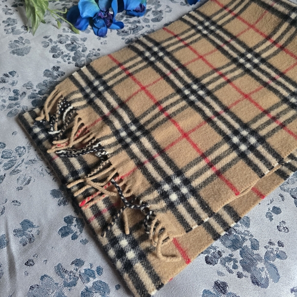 Authentic Burberry Classic Beige and Red Plaid Scarf - Picture 5 of 9